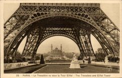 Paris CPA Trocadero seen under the Eiffel tower