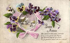 CPA FAntaisie Fleurs Bonne annee