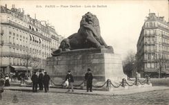 Paris CPA Places Denfert Lion of Belfort