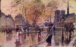 Paris CPA Notre DAme vue de l'ile Saint louis 