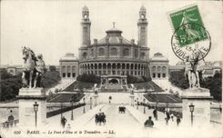 Paris CPA the bridge of iena and Trocadero