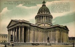 Paris CPA the Pantheon and Statue of Jean Jacques rousseau