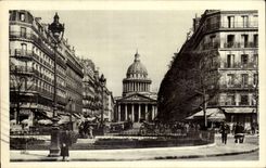 Paris CPA the Pantheon and Rue Soufflot