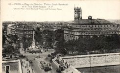 Paris CPA Place du Chatelet Theatre Srah Bernhardt et tout Saint Jacques