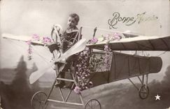 CPA Fantaiise Child Plane Airplane