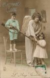 CPA Fantasy Woman Angel angel and children No5el Christmas
