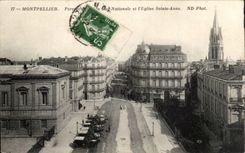 Montpellier cPA Perspective de la rue Nationale et l'eglise Sainte Anne