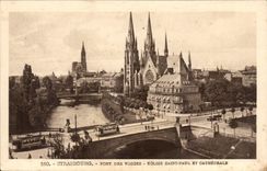 CPA Strasbourg Bridge of the Vosges Saint Paul Church and the cathedral