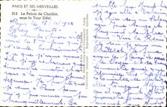 Paris CPA palate of Chaillot under the Eiffel tower