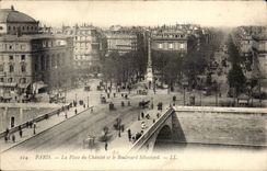 Paris CPA place du Chatelet et le boulevard SEbastopol
