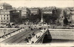 Paris CPA place du Chatelet et le boulevard SEbastopol