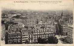 Paris CPA Panorama of 8th taken Eiffel Tower
