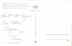 MODERN CARD Swiss Geneva the island Rousseau and the water jet