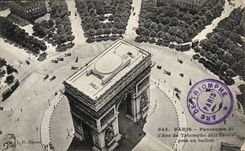 Paris CPA Panorama of Arc de Triomphe of star taken in balloon
