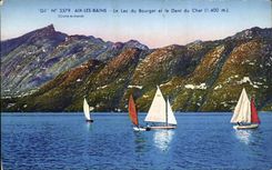 CPA Aix les Bains the lake of Le Bourget and the tooth of the cat