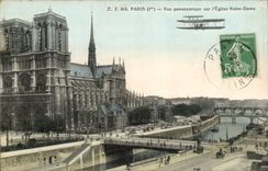 Paris CPA Areoplane Vue panoramique sur l'eglise Notre DAme