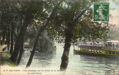 Paris CPA Seen artistic on the Edges of the Seine to the Royal bridge