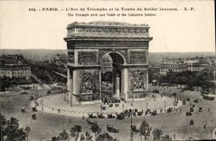 Paris CPA Arc de Triomphe and falls it from the unknown soldier