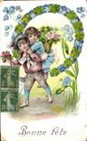 Fantasy - Children - flowers and has piggy back wrinkle - CPA