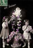 Fantasy - Children - Girls - a Kiss - Cute little girls - has KIS - CPA
