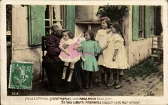 Fantasy - Children - Little girl one grandmother' S knee - CPA