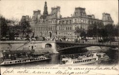 Paris - 4 - L'Hotel de Ville et le Pont D'Arcole - - CPA 