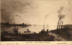 Arts - Tableaux - Anastasi - Soleil Coucher en Holande - Musee de Reims - bateau - boat CPA 