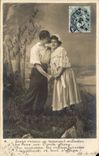 Fantaisie - Couple holding hands CPA 