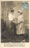 Fantaisie - Couple holding hands CPA 