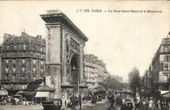 Paris - 10 - Gate Saint Denis and the Boulevard - CPA