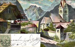 Arts - Tableaux - Pretty watercolor with rustic house - CPA 