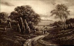 Arts - Tableau - walk along a country path - CPA 