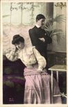 Fantaisie - distant couple - apres hiver - CPA 
