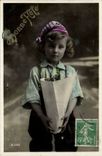 Fantasy - Child - Little girl with striped course - CPA