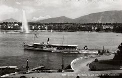 Swiss CPSM Geneva roads the water jet and Mont Blanc