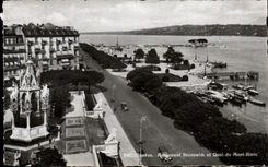 Swiss CPSM Geneva Brunswick Monument and quay of Mont Blanc