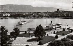 Swiss CPSM Geneva roads and sight on the city