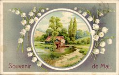 CPA Fantasy Souvenir of May Lily of the valley