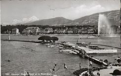CPSM Geneva Pasture Beach and Mont Blanc