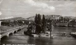 CPSM Geneva Island JJ Rousseau and Mont Blanc