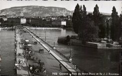 CPSM Geneva Bridge of Mont Blanc and island JJ Rousseau