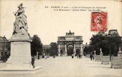Paris CPA L'arc de triomphe du Carrousel et le monument Quand meme de Mercier