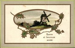 CPA Good Fantasy and happy year Windmill Mill