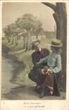 Fantaisie - Couple - Romance under the trees - CPA 