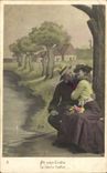 Fantaisie - Couple - Romance under the trees - CPA 