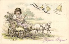 Fantasy - Children - Ostern - Easter - Easter - Scharf - sheep - sheep - CPA