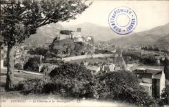 CPA Lourdes the castle and mountains