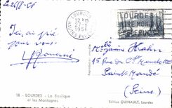 CPA Lourdes Basilica and mountains