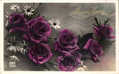 CPA Fantasy Flowers Roses Happy New Year