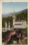 CPA Lourdes the cave and the basilica